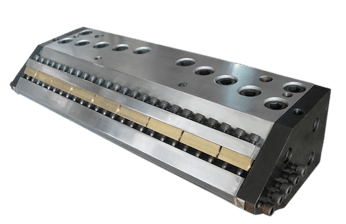 This is an example of a hanger die. They struggle with contamination near the edges due to lower flow.