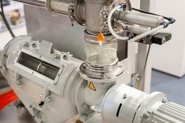 Multi-cavity hot runner injection molding system during a color changeover designed to reduce scrap and contamination.